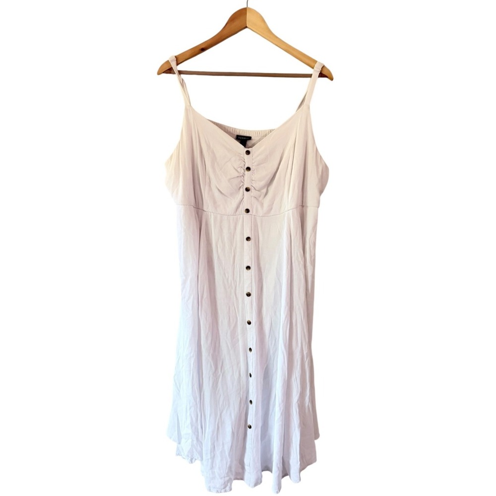 Torrid White Textured Woven Button Front Midi Cami Sundress Plus Size 3 3X 22 24